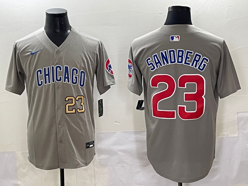 Men Chicago Cubs #23 Sandberg grey MLB Nike 2025 Jersey style 002->chicago cubs->MLB Jersey